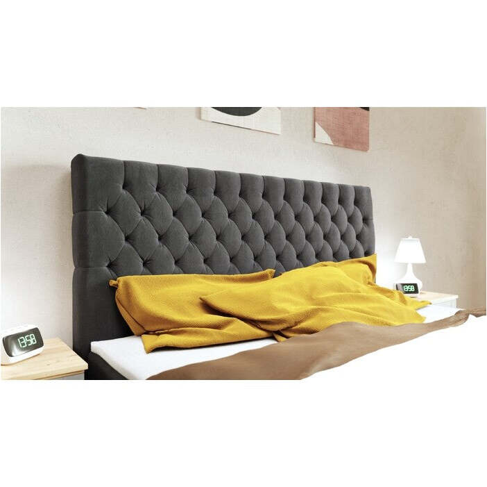 Čalouněná postel Tegan 180x200, šedá, vč. matrace a topperu II. akosť