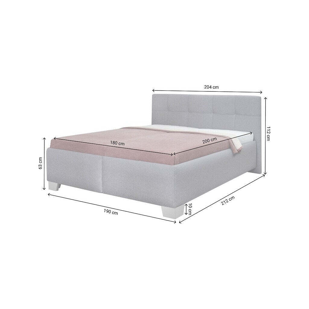 Čalúnená posteľ Mary XXL 180x200, sivá, vrátane matraca II. akosť