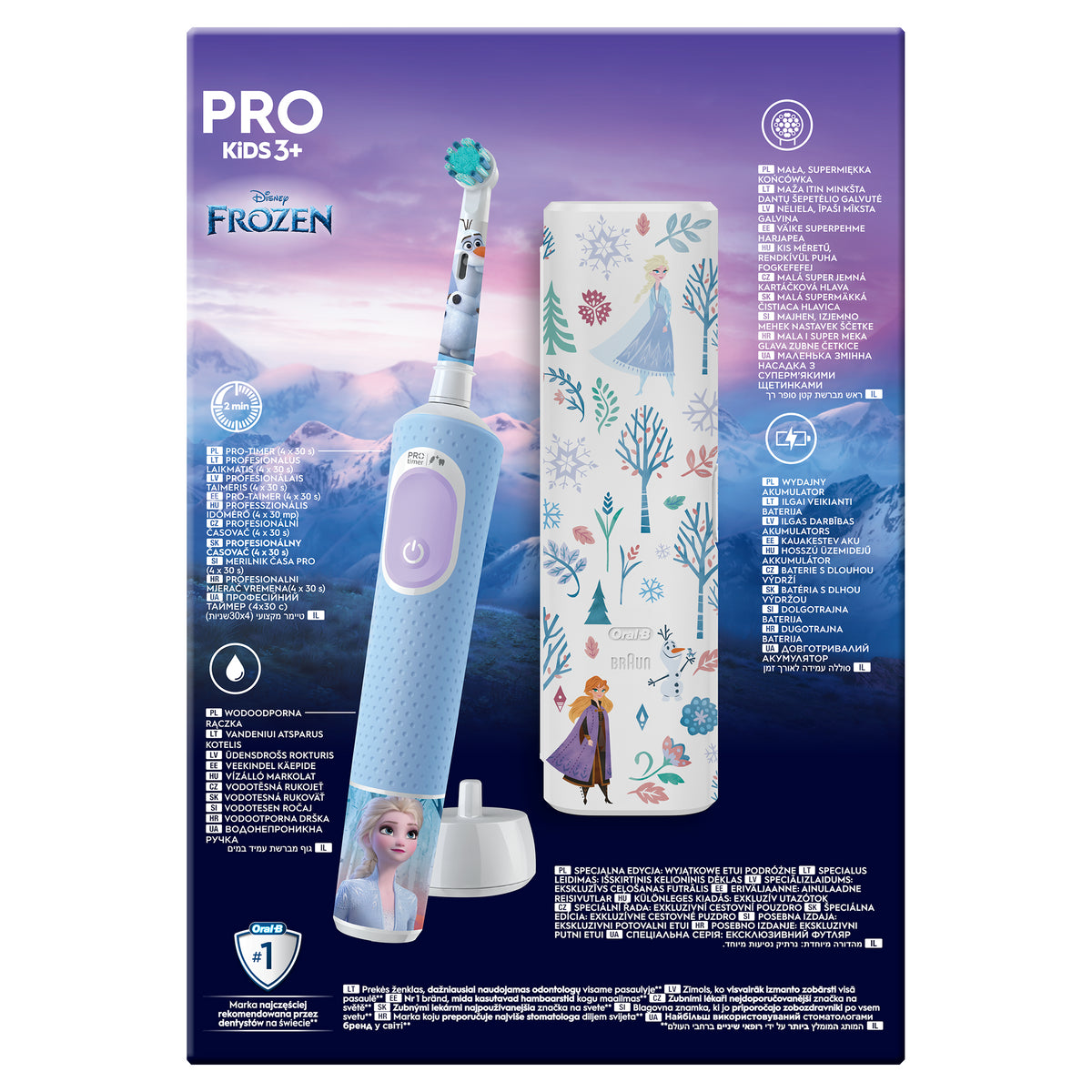 Detská zubná kefka Oral-B Vitality Pro Kids Frozen + púzdro VYBALENÉ