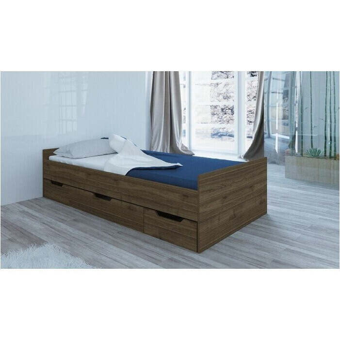 Drevená posteľ Suen 90x200, orech admiral, bez roštu a matraca II. akosť