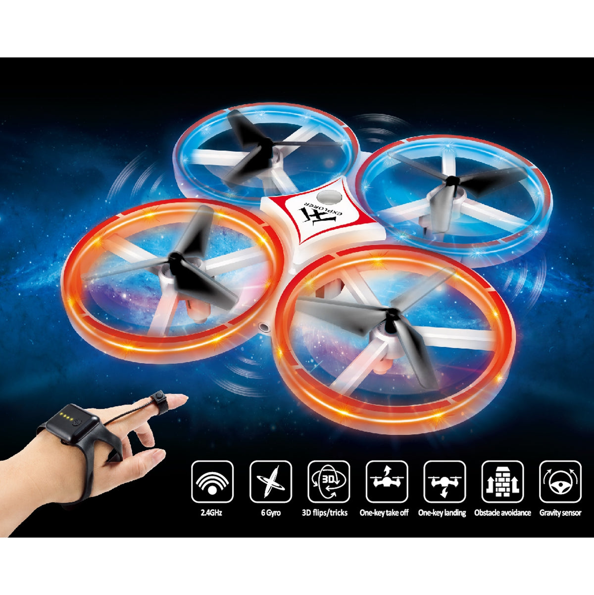 Dron kvadrokoptéra QST1841, 6-osý gyroskop, ovládanie gestami