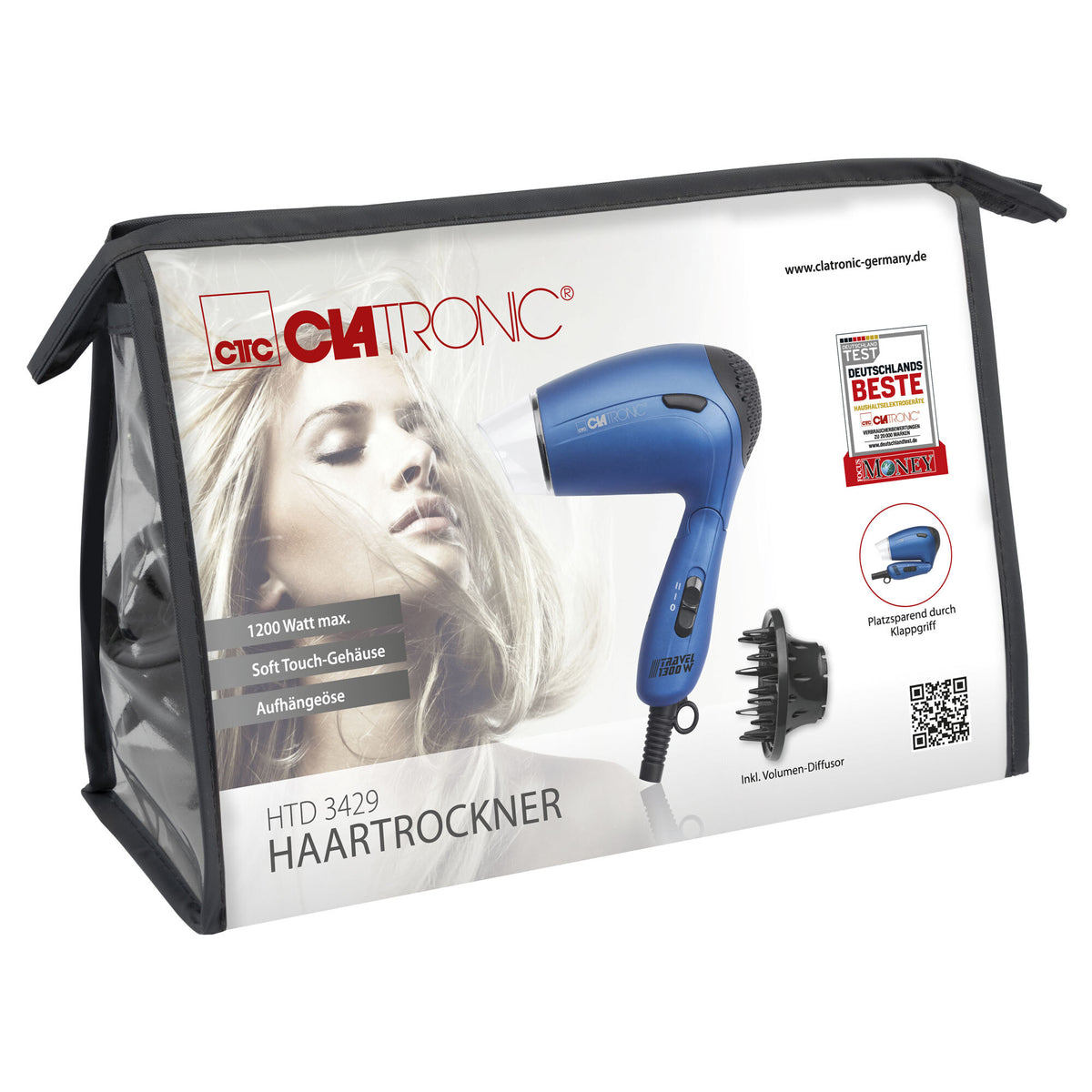 Fén Clatronic HTD 3429, 1300W, cestovný