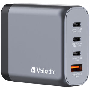 GaN nabíjačka Verbatim 140W, 2xUSB-C PD/USB-A QC 3.0