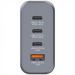 GaN nabíjačka Verbatim 140W, 2xUSB-C PD/USB-A QC 3.0