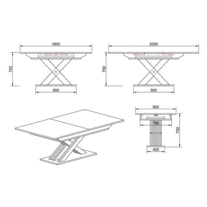 Jedálenský stôl rozkladací Ettore 160-200x75x90 cm (dub sonoma) II. akosť