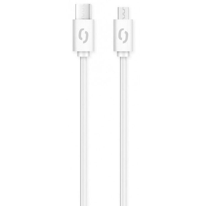 Kábel Aligator Power 3A, USB-C na Micro USB, biely