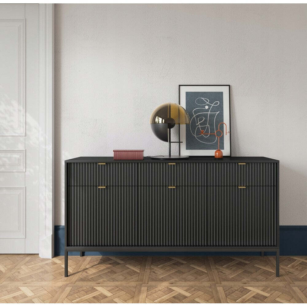 Komoda Loret (3x dveře, 3x zásuvka, černá) II. akosť