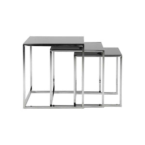 Konferenčný stolík Cross - set 3 kusů (čierne sklo/kov)
