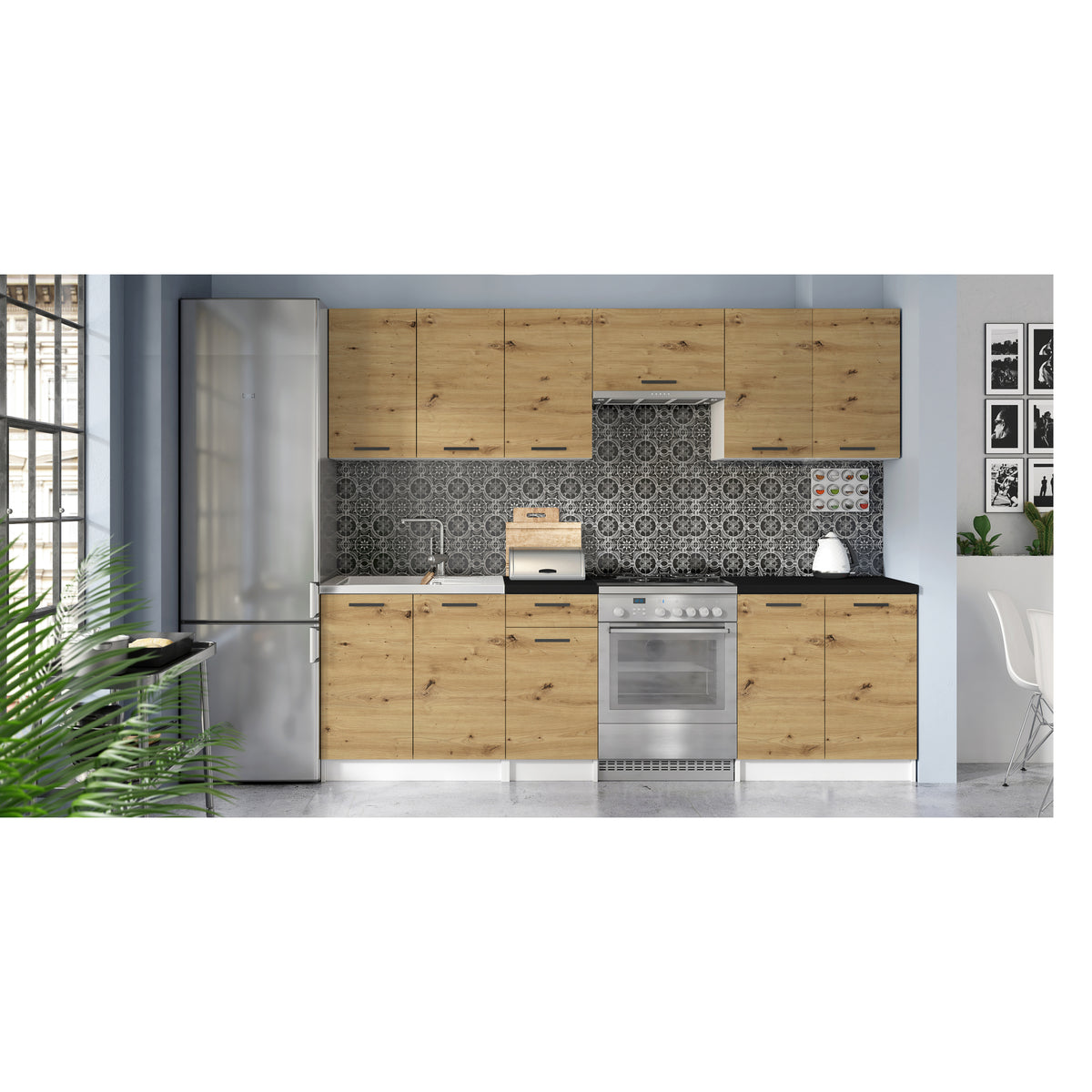 Kuchyňa Ecolade 260 cm (dub artisan, biela) II. akosť