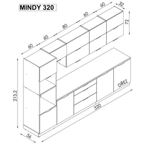 Kuchynská linka Mindy 320 cm (sivá matná) II. akosť