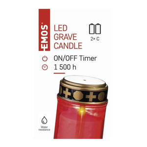 LED náhrobná sviečka Emos DCCV19, červená, časovač VYBALENÉ