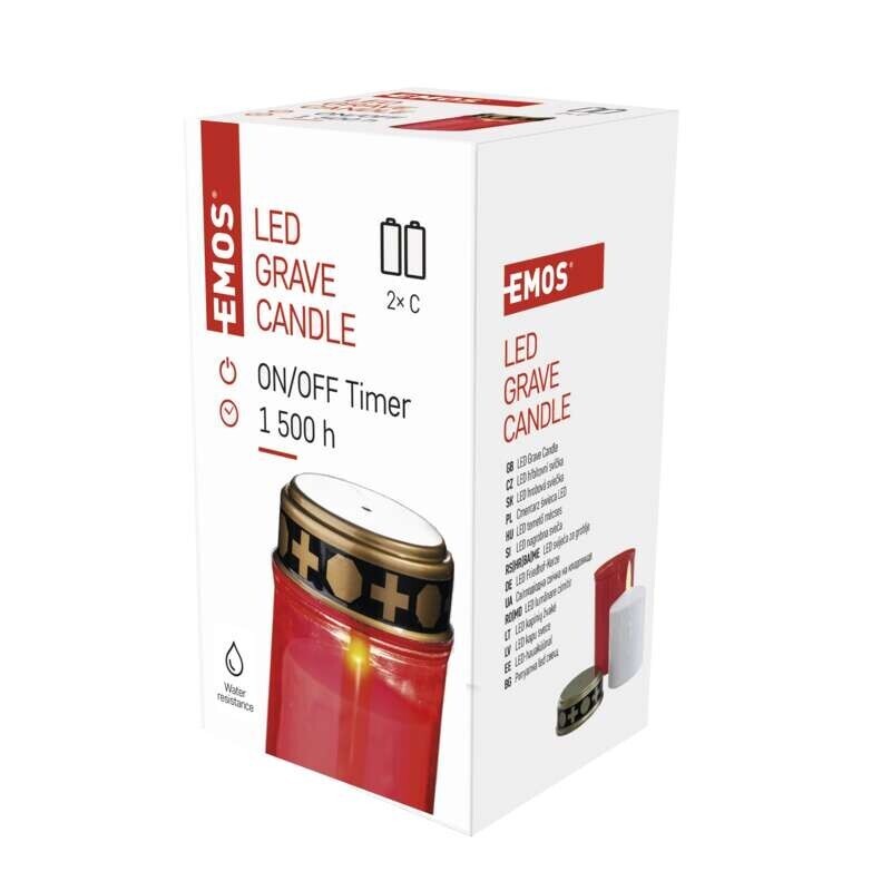 LED náhrobná sviečka Emos DCCV19, červená, časovač VYBALENÉ