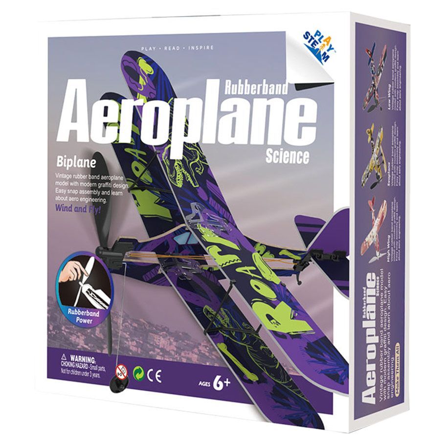 Model lietadla PLAYSTEM Rubber Band - Biplane/P-40 Warhawk