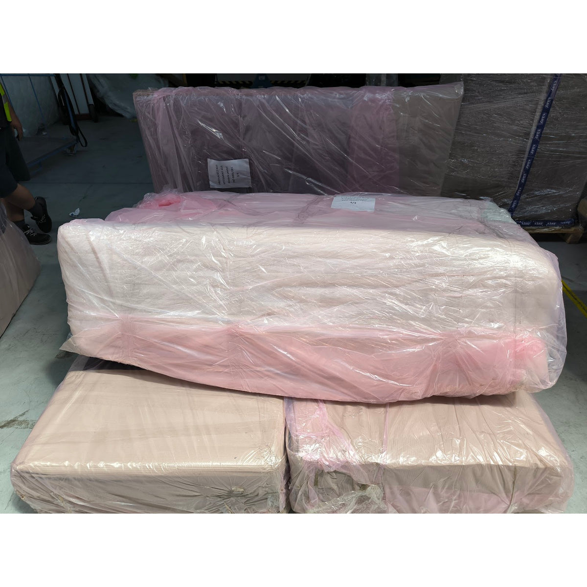 Postel Boxspring Frederic 180x200, šedá,dub, vč.matrace a topper II. akosť
