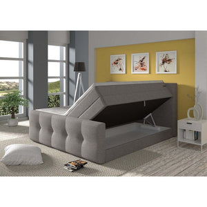 Postel Boxspring Leonard 180x200, šedá, vč. matrace a topperu II. akosť