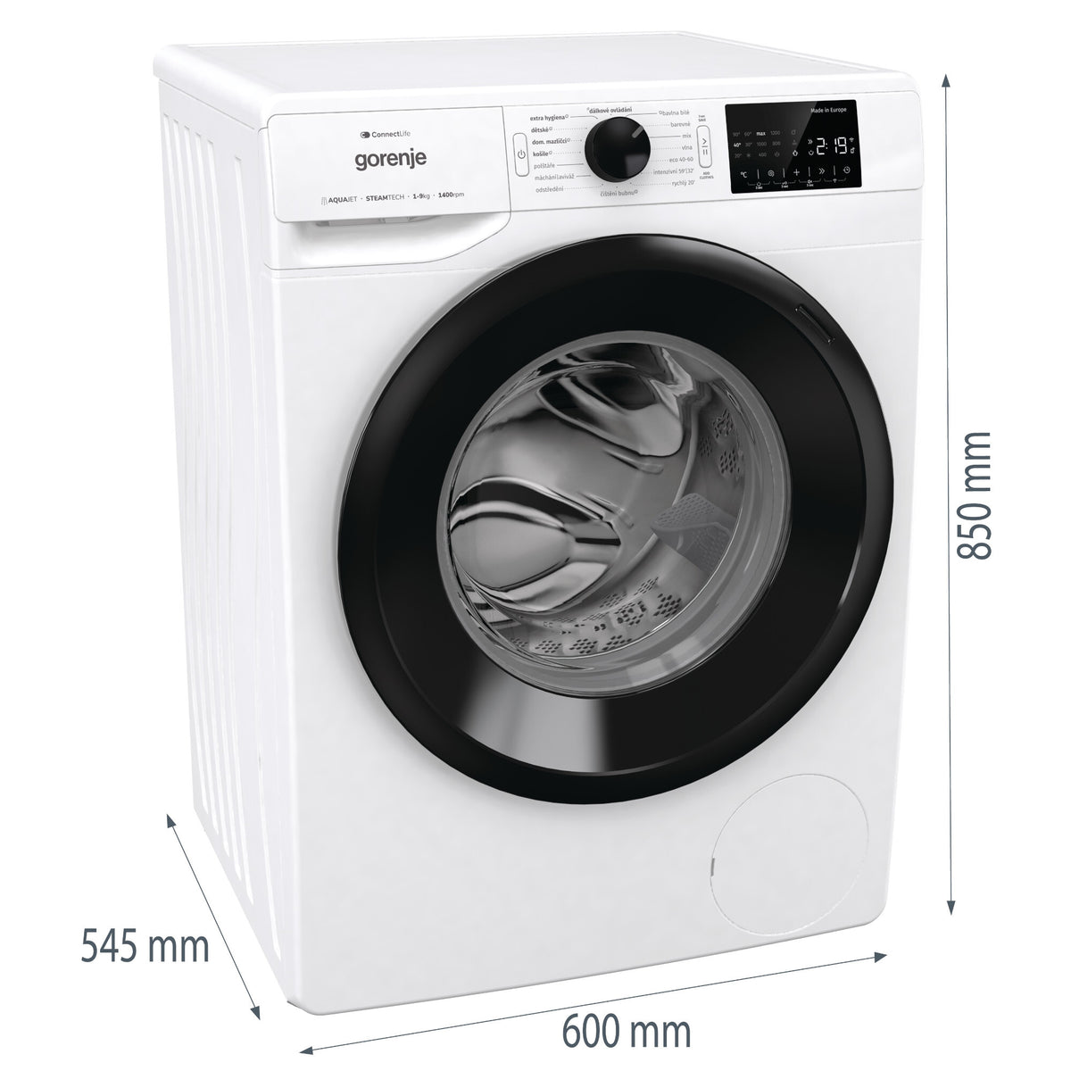 Práčka s predným plnením Gorenje W2PNEI94A1SW/CZ, A, 9kg