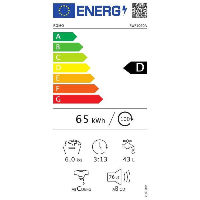 Práčka s predným plnením Romo RWF1060A, 6kg VYBALENÉ