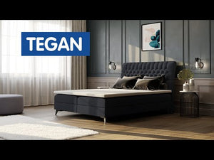 Čalouněná postel Tegan 180x200, šedá, vč. matrace a topperu II. akosť