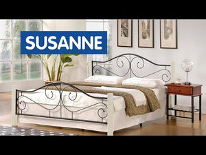 Kovová posteľ Susanne 160x200, biela, čierna, bez matraca II. akosť