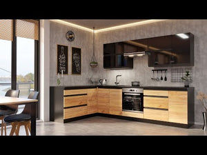 Rohová kuchyňa Brick light pravý roh 300x182cm(biela lesk/craft) II. akosť