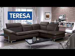 Kožená sedačka Teresa levý roh hnědá VYSTAVENÉ