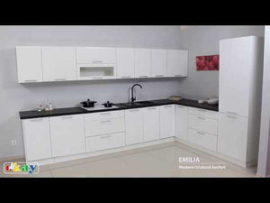 Kuchynská linka Emilia 240 cm (biela vysoký lesk/čierna) II. akosť