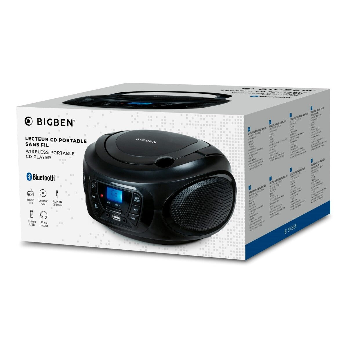 Rádiomagnetofón Bigben CD62, Bluetooth, čierna VYBALENÉ