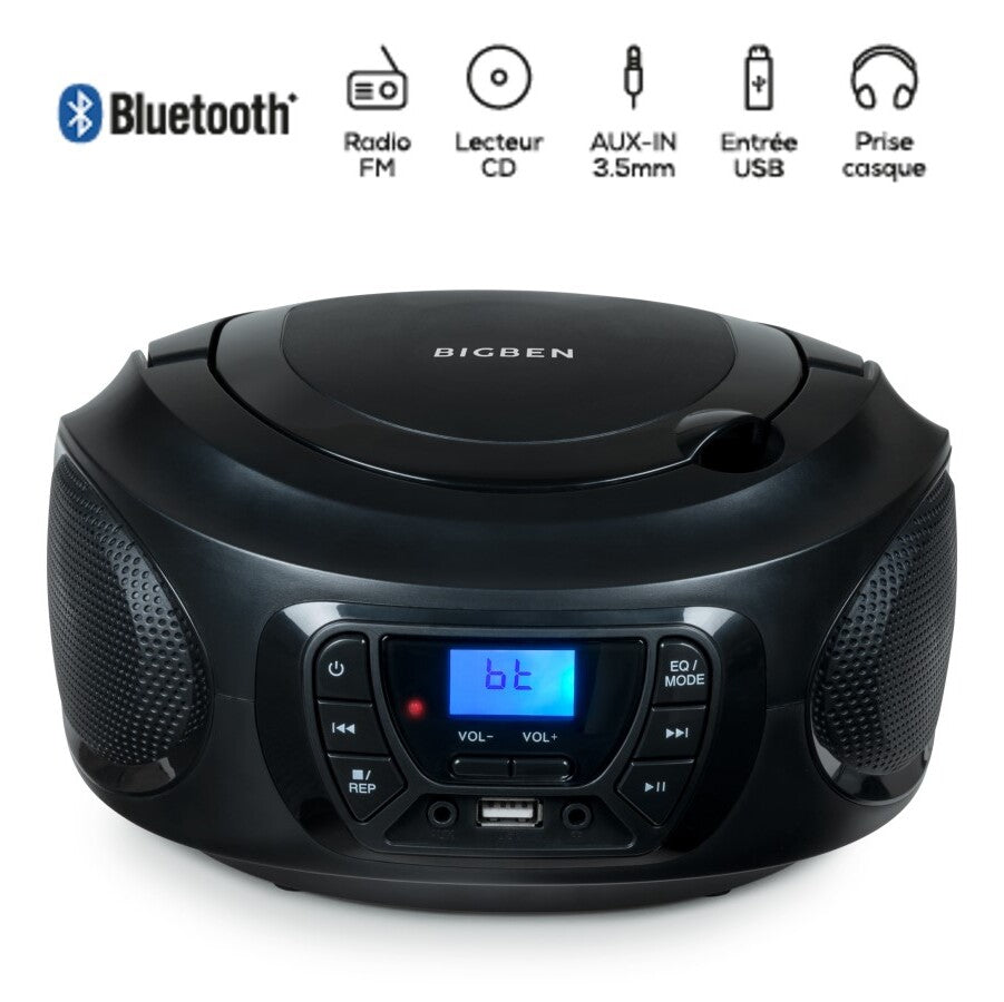 Rádiomagnetofón Bigben CD62, Bluetooth, čierna VYBALENÉ