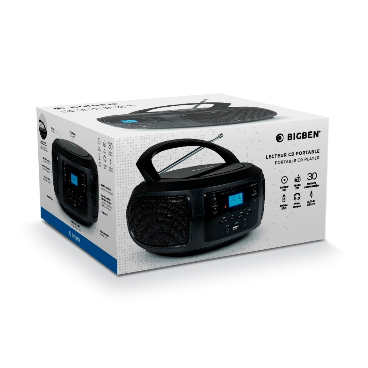 Rádiomagnetofón Bigben CD63, USB, čierna VYBALENÉ