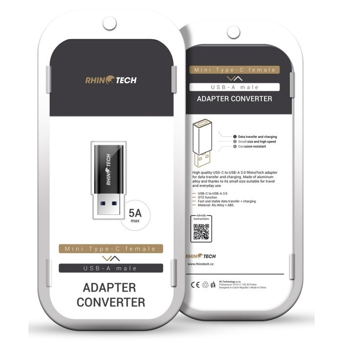 Redukcia RhinoTech USB-C (Female) na USB-A 3.0 (Male)