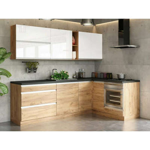 Rohová kuchyňa Brick light ľavý roh 240x160 cm (biela/dub craft) II. akosť