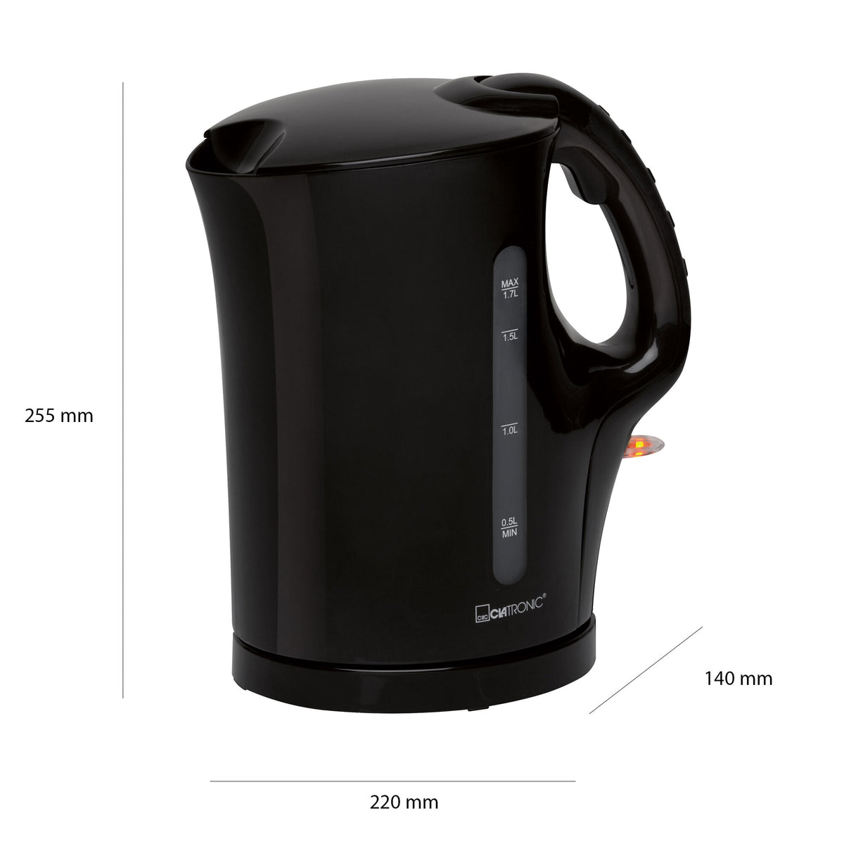 Rýchlovarná kanvica Clatronic WK 3445, čierna, 1,7l