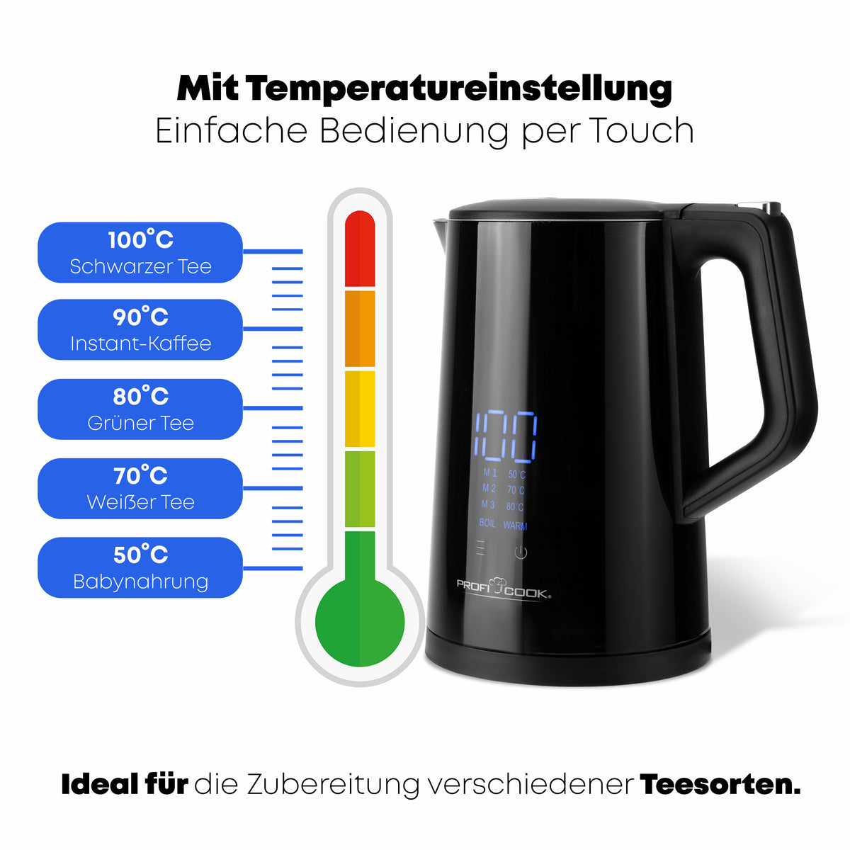 Rýchlovarná kanvica ProfiCook WKS 1243, čierna, 1,7l