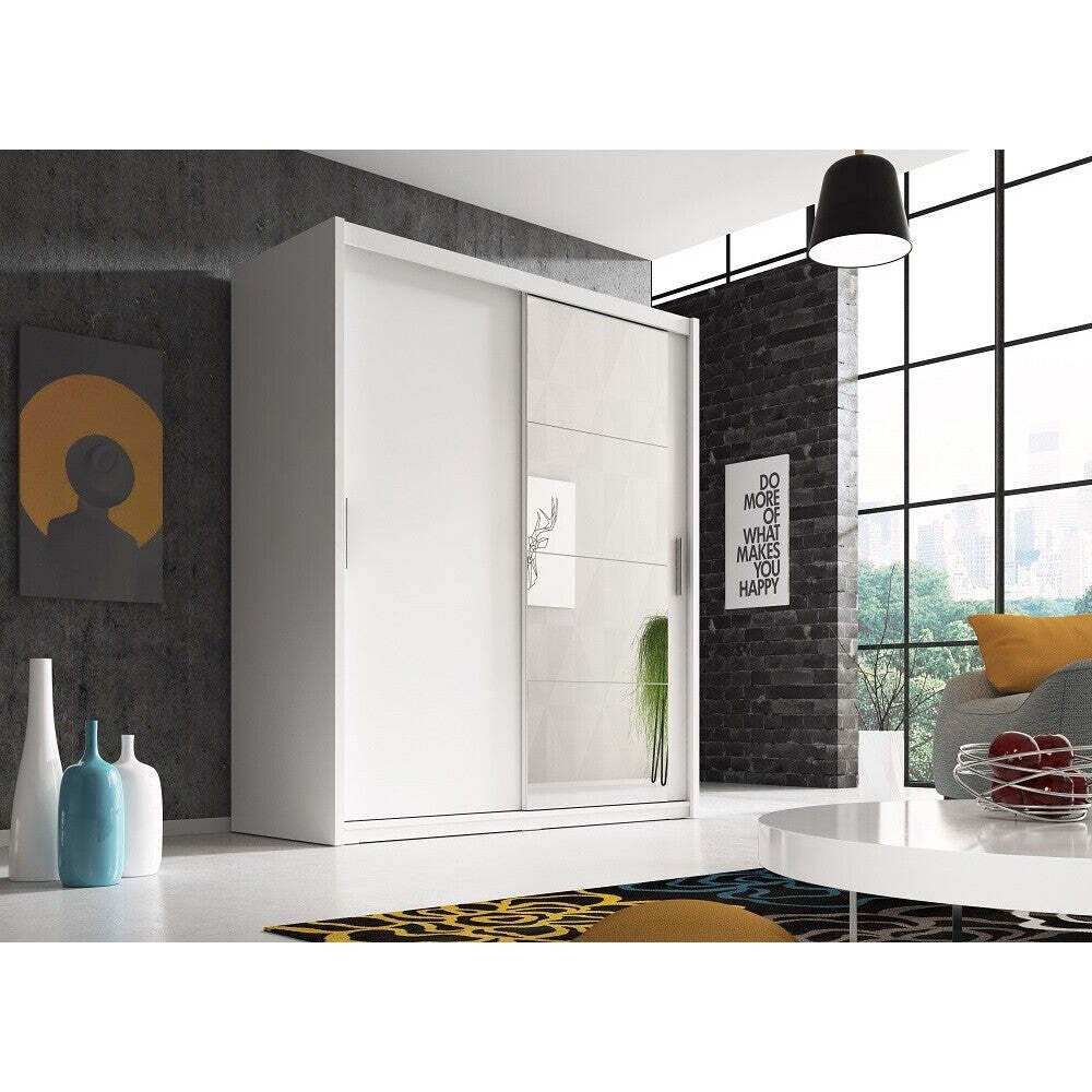 Šatníková skriňa Argos - 180x220x61 cm (biely mat) II. akosť