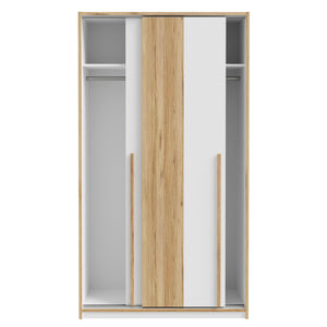Šatníková skriňa Martina - 118,8x215x57,3 cm (biela, dub)