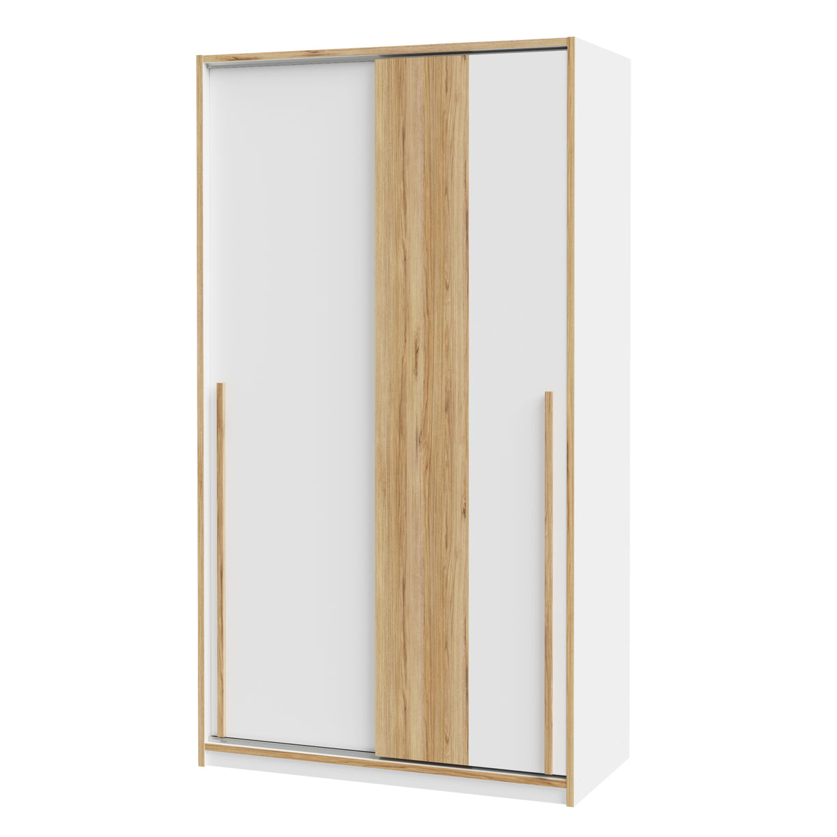 Šatníková skriňa Martina - 118,8x215x57,3 cm (biela, dub)