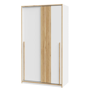 Šatníková skriňa Martina - 118,8x215x57,3 cm (biela, dub)