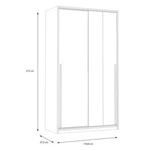 Šatníková skriňa Martina - 118,8x215x57,3 cm (biela, dub)
