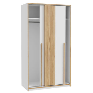 Šatníková skriňa Martina - 118,8x215x57,3 cm (biela, dub)