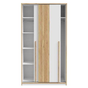 Šatníková skriňa Martina - 118,8x215x57,3 cm (biela, dub)