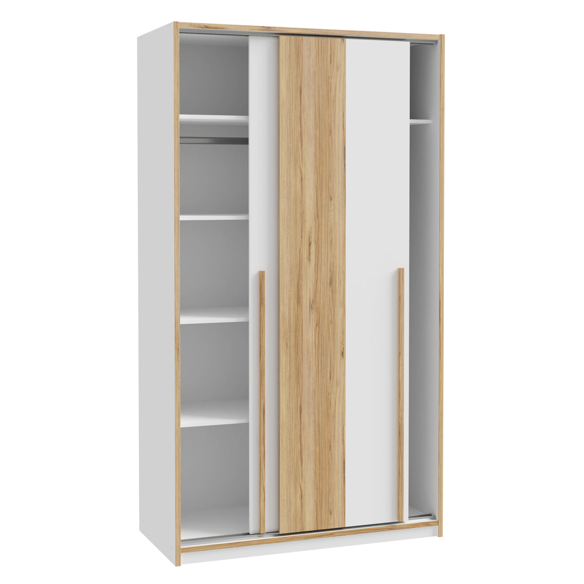Šatníková skriňa Martina - 118,8x215x57,3 cm (biela, dub)