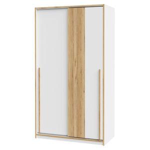 Šatníková skriňa Martina - 118,8x215x57,3 cm (biela, dub)