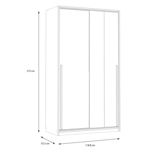 Šatníková skriňa Martina - 118,8x215x57,3 cm (biela, dub)