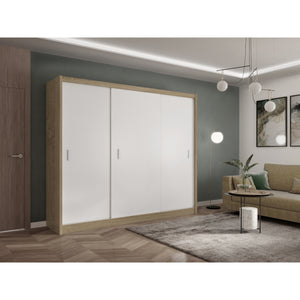 Šatníková skriňa Pop 2 - 250x215x61 cm (dub sonoma, biela) II. akosť