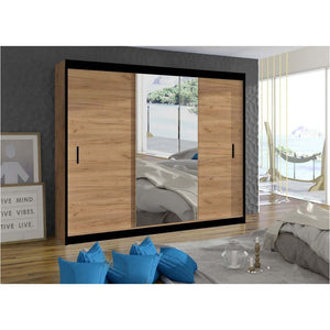 Šatníková skriňa Tofta - 250x215x61 cm (dub craft, čierna) II. akosť