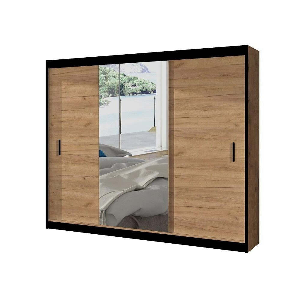 Šatníková skriňa Tofta - 250x215x61 cm (dub craft, čierna) II. akosť