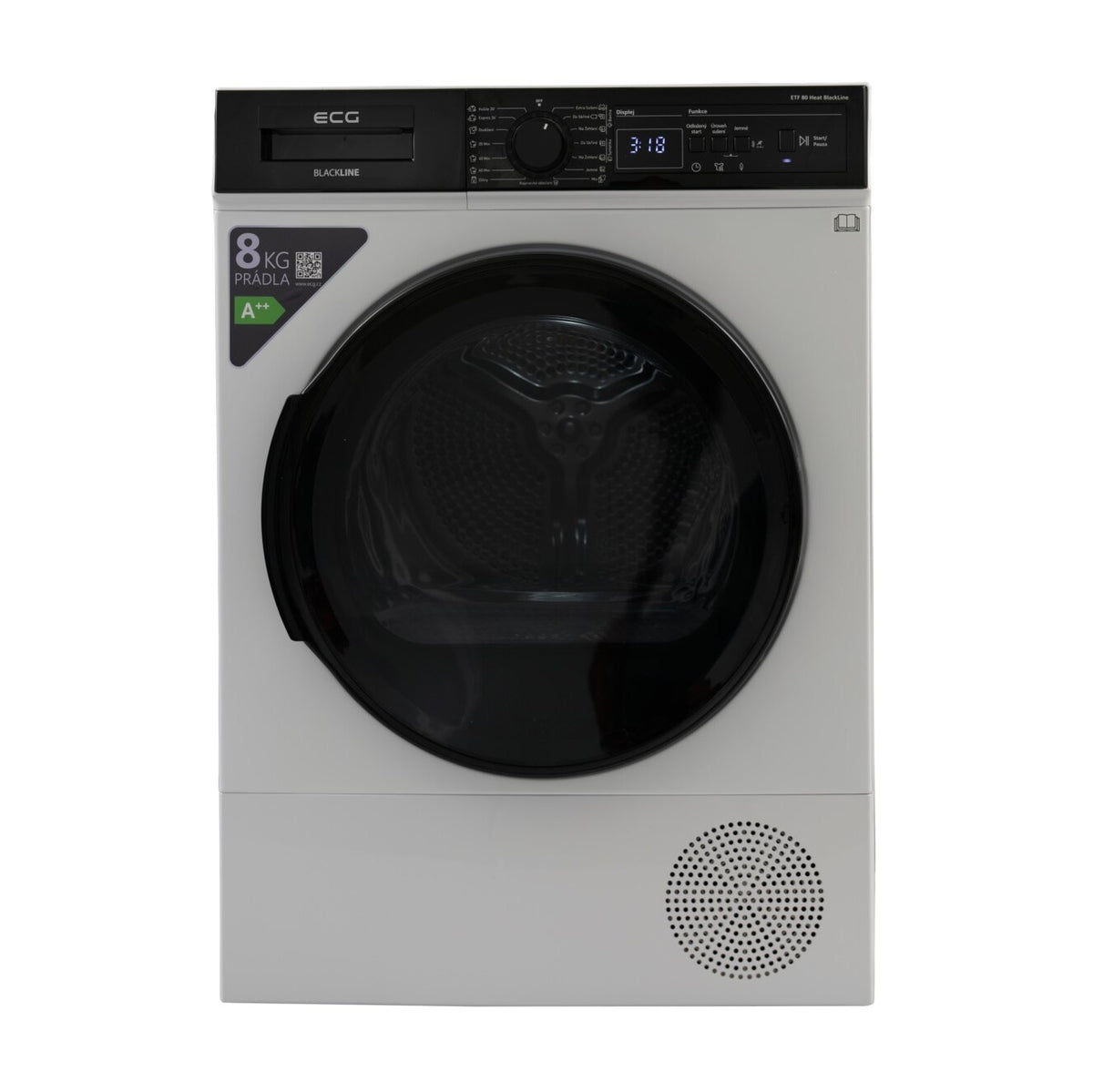 Sušička bielizne ECG ETF 80 HEAT BLACK, A, 59,6 cm