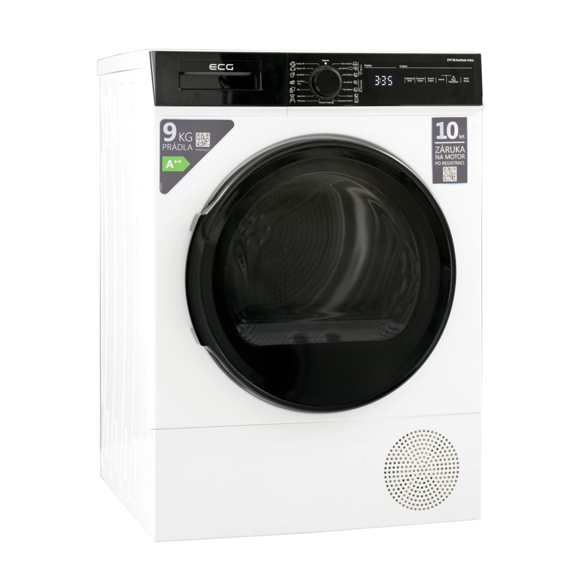 Sušička bielizne ECG ETF 90 HEAT BLACK, A, 59,6 cm