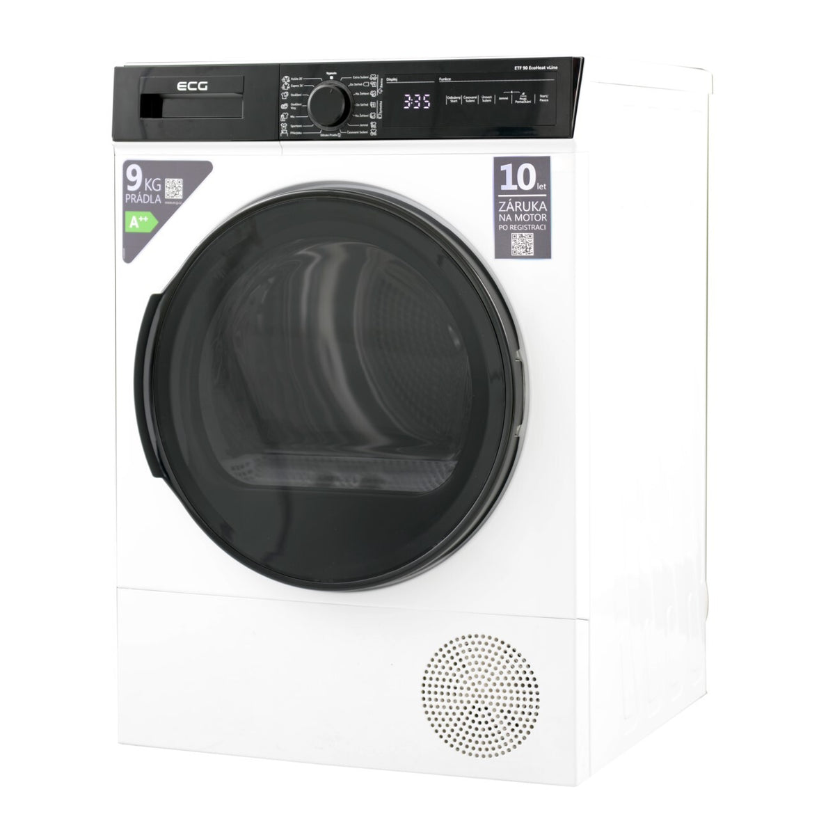 Sušička bielizne ECG ETF 90 HEAT BLACK, A, 59,6 cm