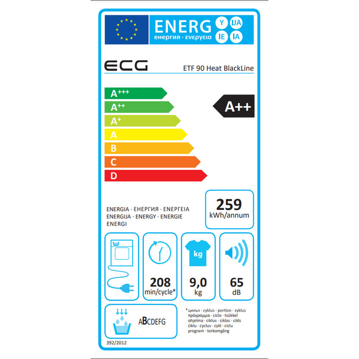 Sušička bielizne ECG ETF 90 HEAT BLACK, A, 59,6 cm